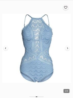 BECCA ETC BY REBECCA Dark Blue Crochet One-Piece Swimsuit